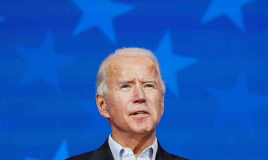 Joe Biden, presidente eleito dos EUA, em discurso na quinta-feira, em Delaware Foto: KEVIN LAMARQUE / REUTERS
