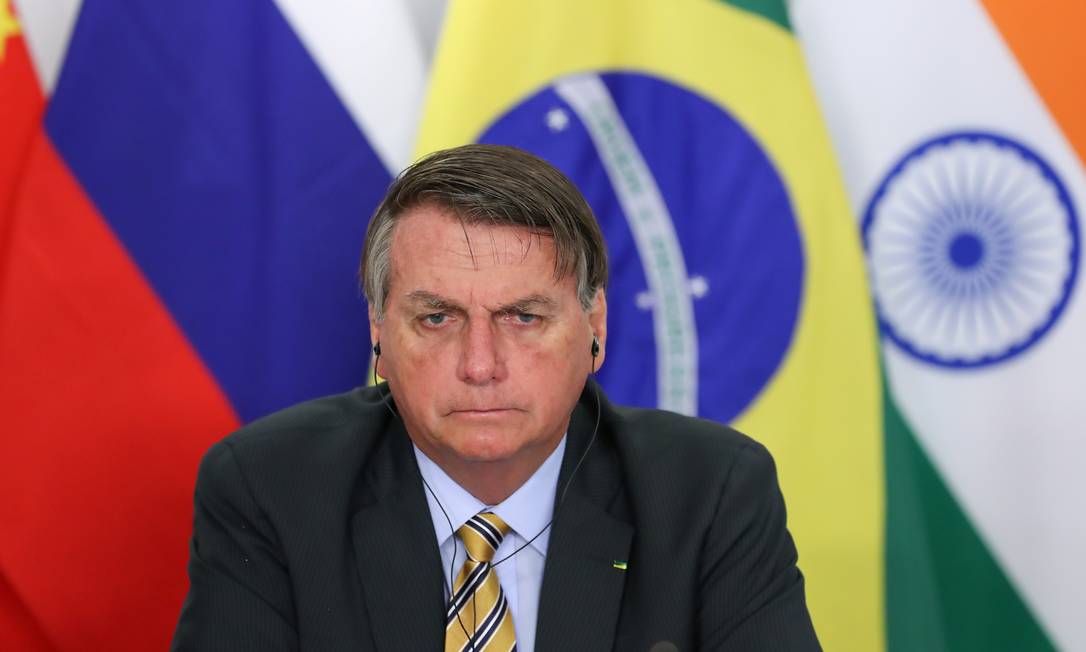 Presidente Jair Bolsonaro durante cúpula virtual do Brics Foto: MARCOS CORREA / VIA REUTERS
