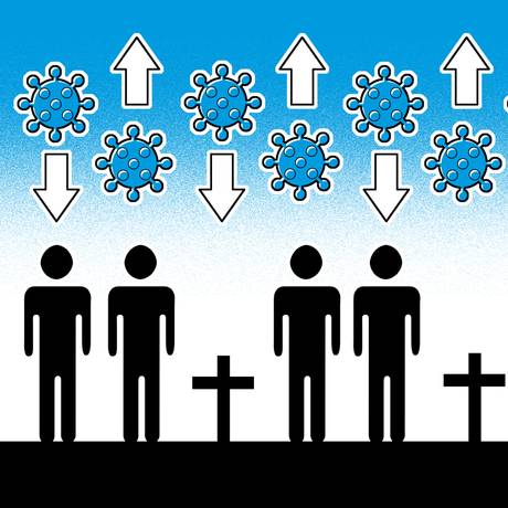 Como sabemos se o número de casos (e mortes) está subindo ou descendo? Foto: Ilustração Editoria de Arte