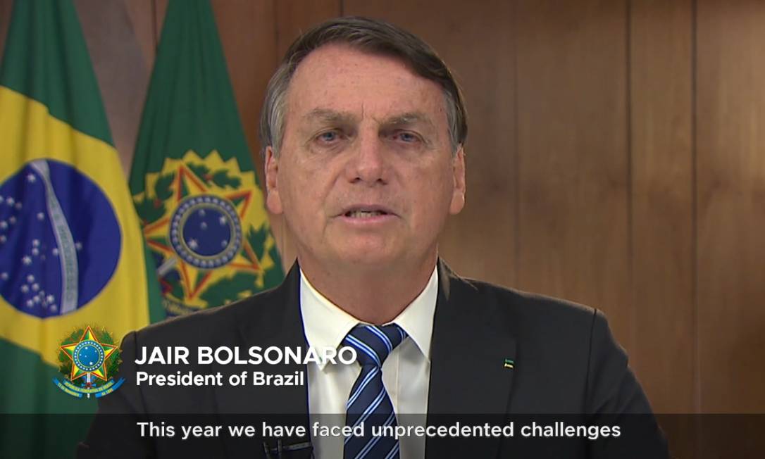 Bolsonaro grava mensagem à cúpela do G20 Foto: G20 / Reprodução