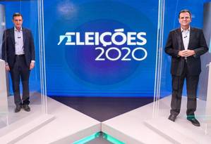 Paes e Crivella participam do ltimo debate antes do segundo turno na TV Globo Foto: Divulgao