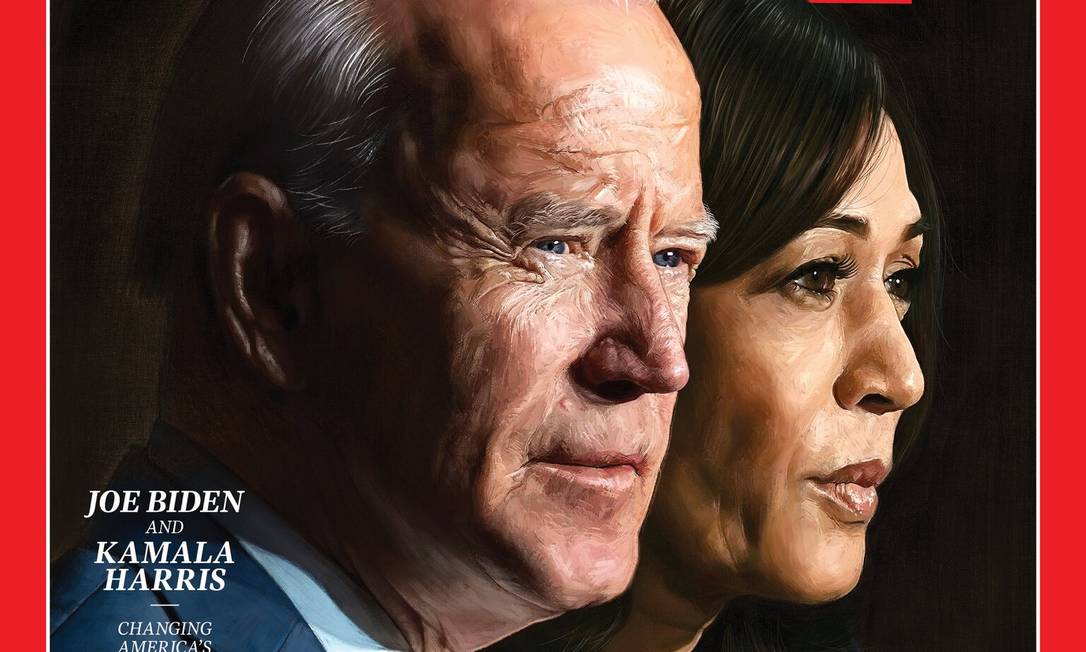 Capa da revista Time com o presidente eleito, Joe Biden, e sua vice, Kamala Harris, eleitos 'Personalidades do Ano' Foto: Reprodução / Revista Time/Jason Seiler