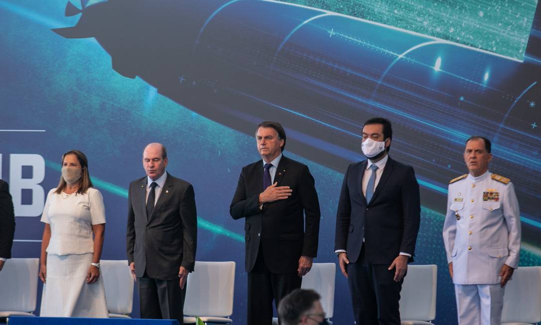 Inauguração do Submarino ProSub, com a presença do presidente Jair Bolsonaro e do governador Claudio Castro. Foto: Brenno Carvalho / Agência O Globo