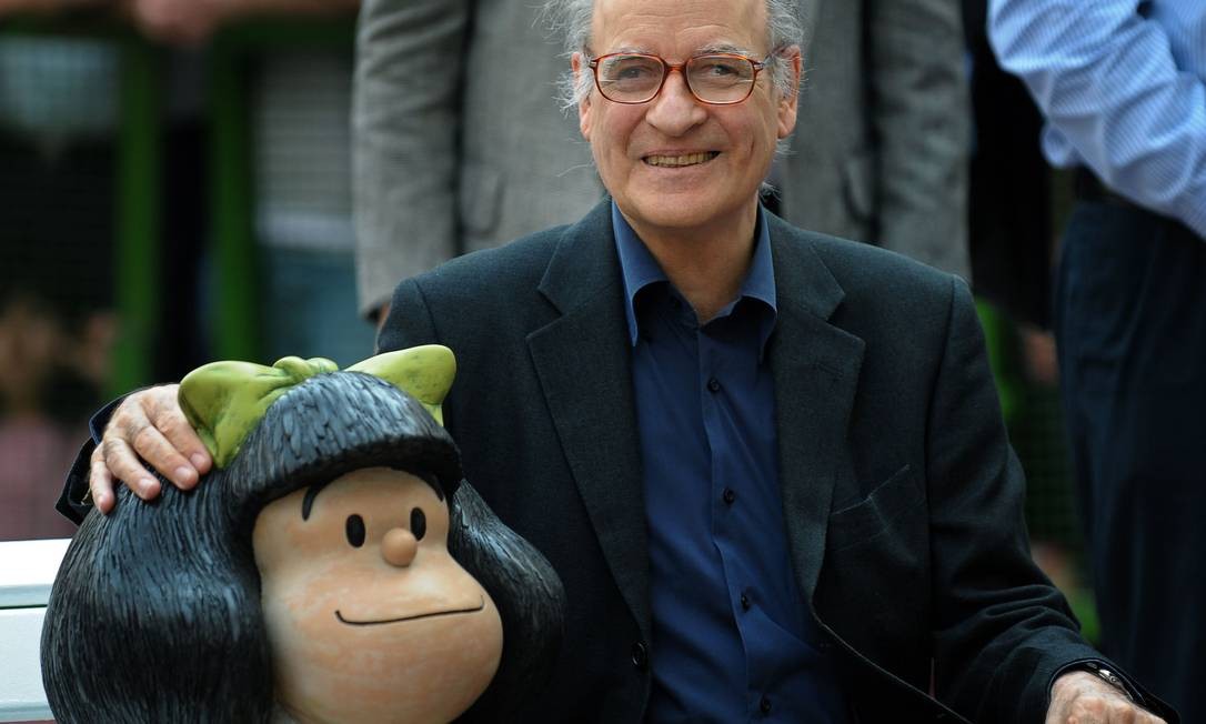 Quino, cartunista argentino criador da Mafalda, morreu no dia 30 de setembro, aos 88 anos, por conta de um derrame Foto: ALEJANDRO PAGNI / AFP