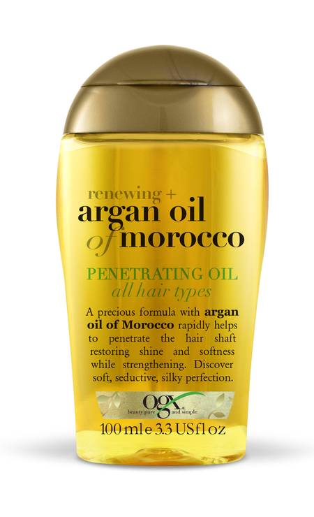 Óleo Capilar Argan Oil of Marocco Penetrating Oil, da OGX (R$ 49,99). Para para passar junto com o leave-in, antes do mar e da piscina e garantir cabelos supermacios. Foto: Divulgação