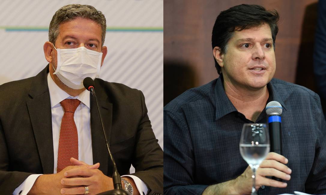 Arthur Lira (PP-AL) e Baleia Rossi (MDB-SP), candidatos à presidência da Câmara, participam de agendas na segunda-feira Foto: Agência O Globo
