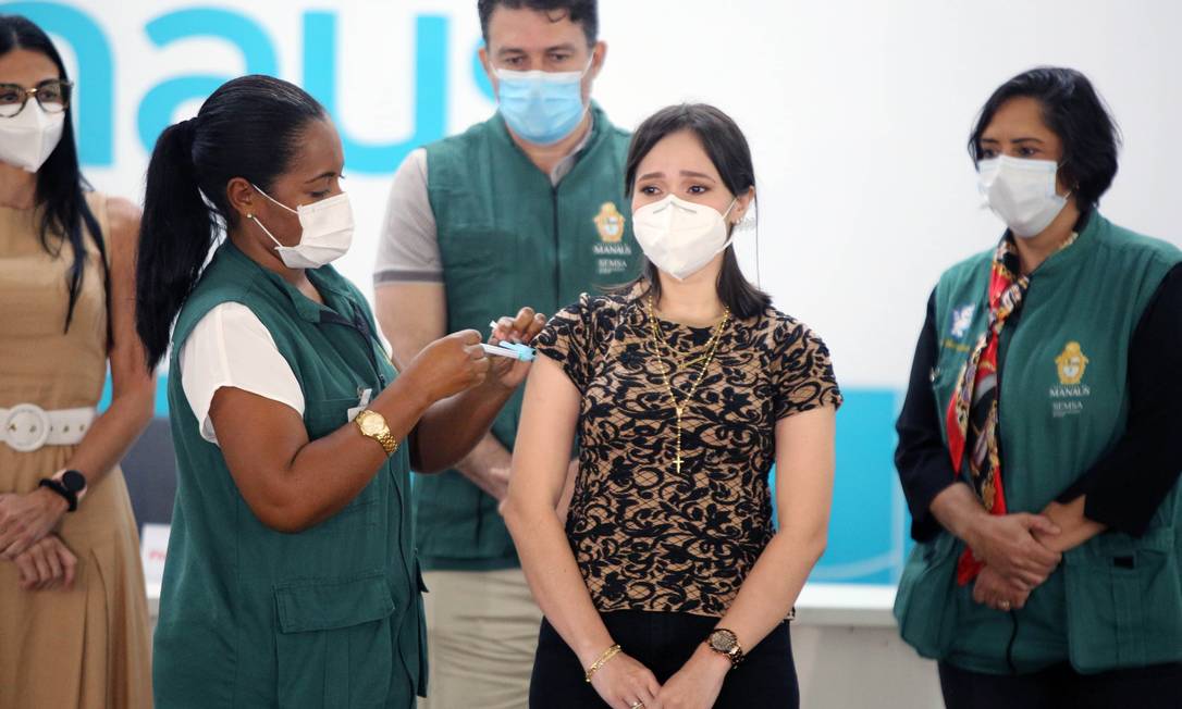 Vacinação começou em Manaus Foto: EUZIVALDO QUEIROZ/PAWE COMUNICA / EUZIVALDO QUEIROZ/PAWE COMUNICA