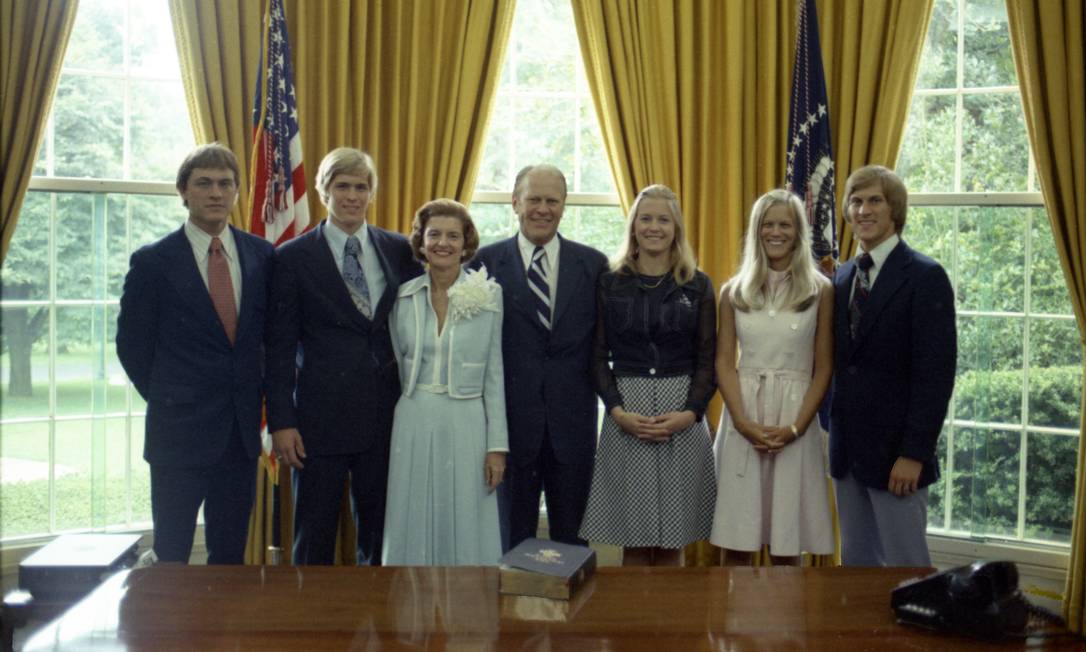 On August 9, 1974, Gerald R.  The Ford family in the Oval Office before Ford became president