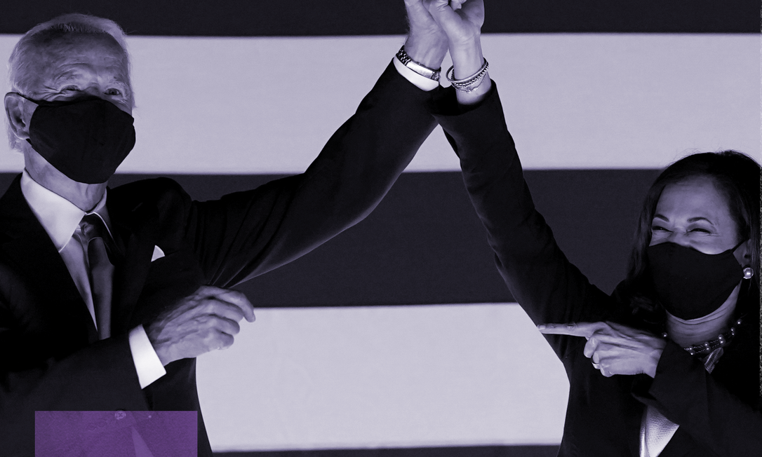 Joe Biden e Kamala Harris, presidente e vice-presidente dos EUA, anunciaram a criação de um Conselho para Políticas de Gênero, que, na Casa Branca, será um guia para diversas áreas do governo democrata Foto: Kevin Lamarque/Reuters