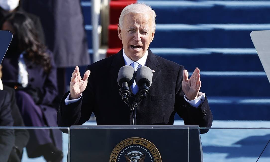 Joe Biden discursa pela primeira vez como presidente dos Estados Unidos Foto: JIM BOURG / REUTERS