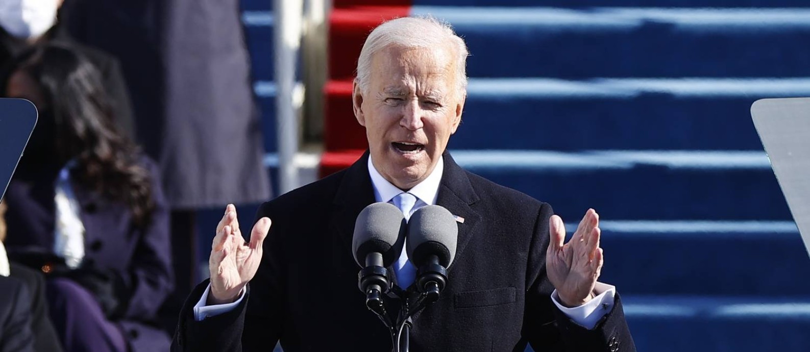 O novo presidente dos Estados Unidos, Joe biden, em seu discurso de posse Foto: JIM BOURG / REUTERS