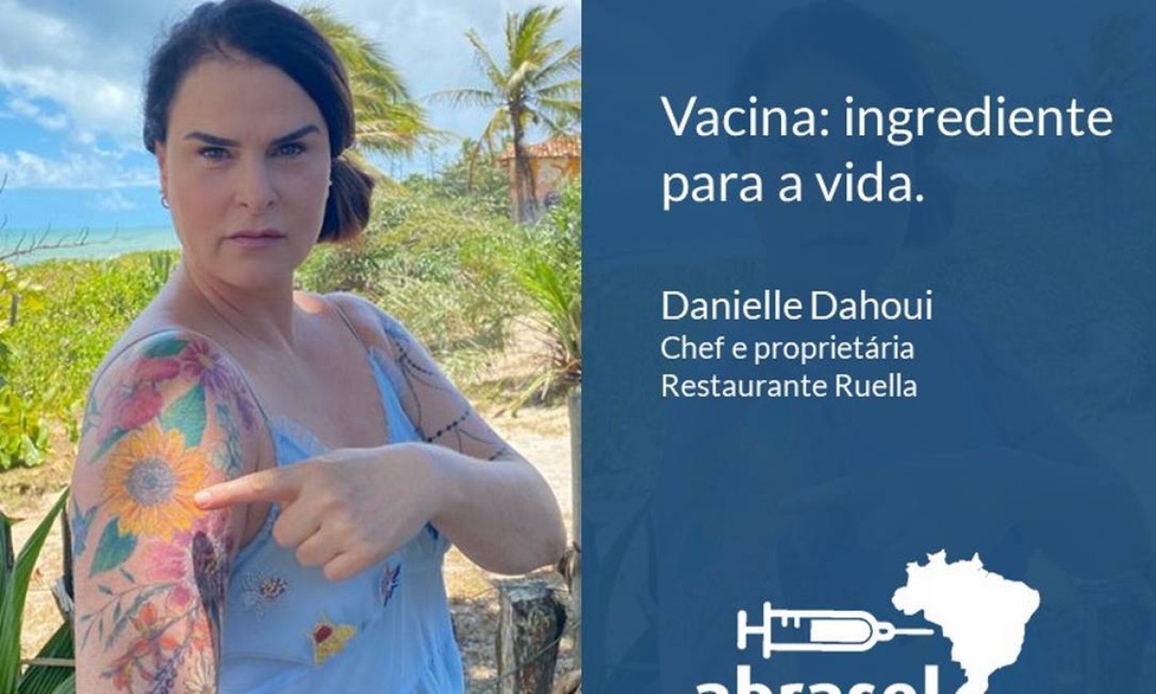 Danielle Dahoui, chef e dona do Bistrô Ruella, em São Paulo: "Vacina: ingrediente para a vida". Foto: Divulgação