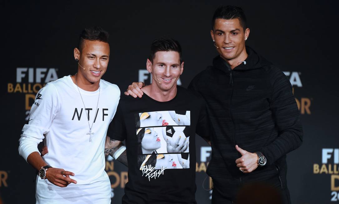 Messi, Neymar e Cristiano Ronaldo lideram média de efetividade por partida Foto: OLIVIER MORIN / AFP