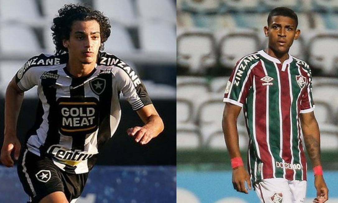 Matheus Nascimento e John Kennedy: estreias em momentos distintos de cada clube Foto: Montagem sobre fotos de Vitor Silva/Botafogo e Lucas Merçon/Fluminense