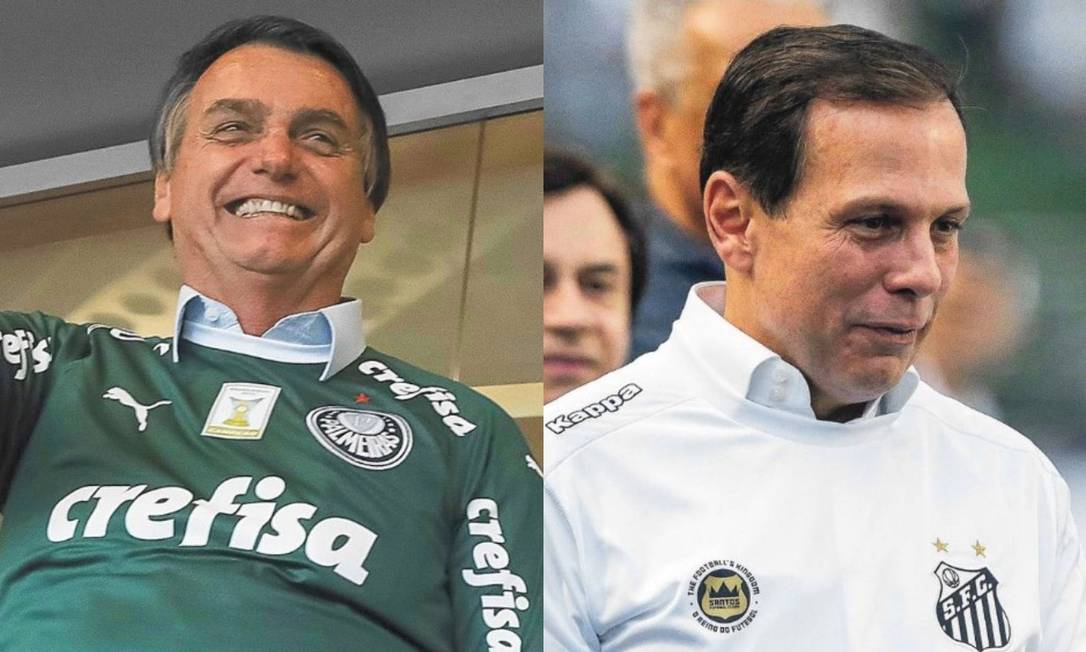 O governador João Doria (PSDB) e o presidente Jair Bolsonaro Foto: Editoria de Arte / O Globo