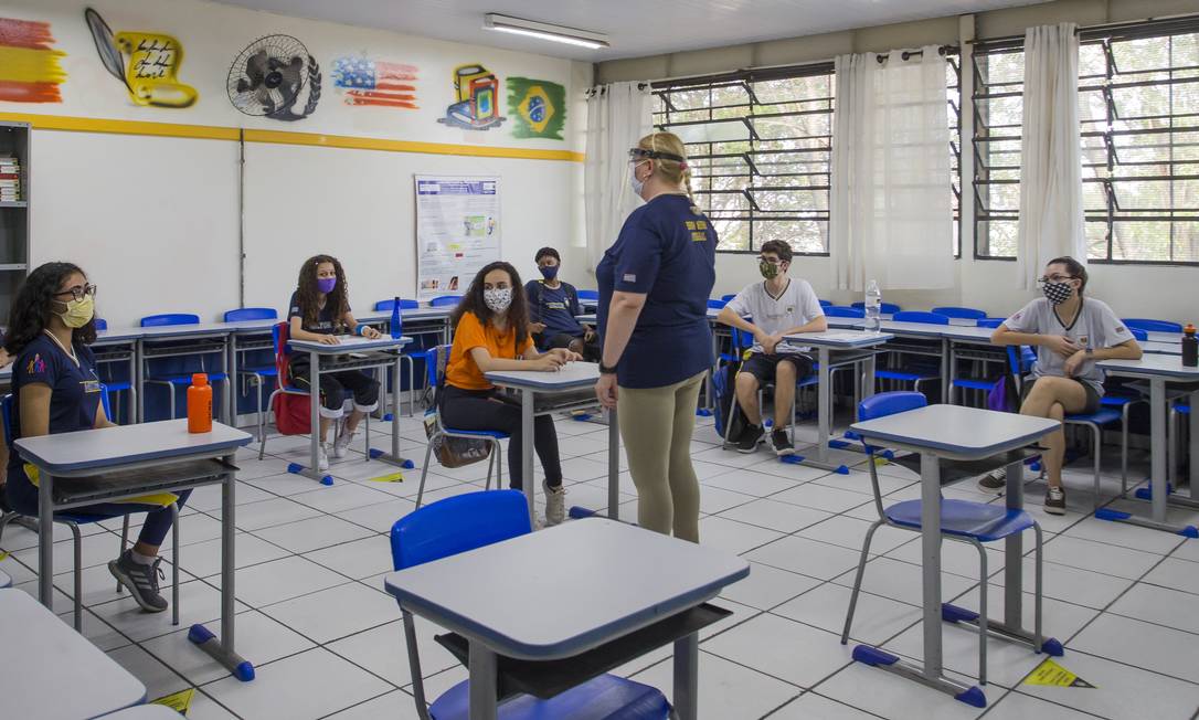 Sala de aula recebe alunos na escola estadual Milton da Silva Rodrigues, na Zona Norte de São Paulo (07/10/2020) Foto: Edilson Dantas / Agência O Globo