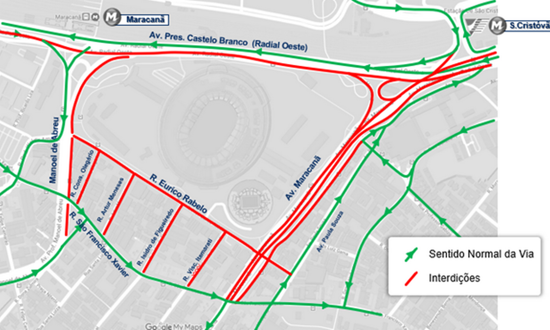 Entorno do Maracanã terá 20 ruas com estacionamento proibido nesta