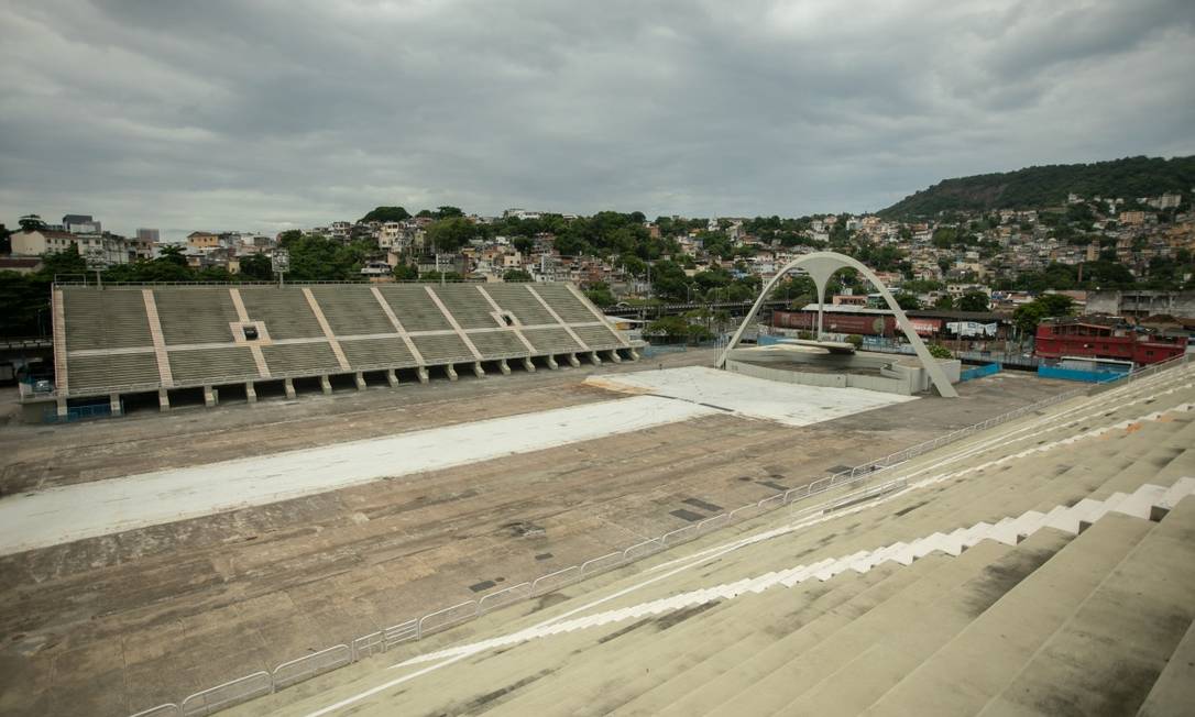 O Sambódromo vazio: melhorias se limitaram à revisão da parte elétrica para os desfiles de 2020 Foto: Brenno Carvalho / Agência O Globo