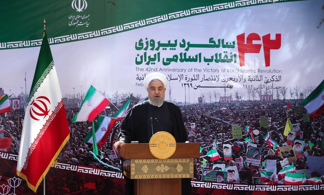 Hassan Rouhani, presidente do Irã, durante evento para comemorar os 42 anos da Revolução Islâmica de 1979 Foto: - / AFP