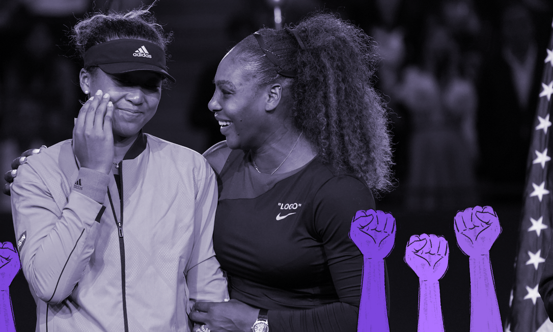 Naomi Osaka e Serena Williams depois da final do US Open, em agosto de 2018. Dois anos depois, Osaka encontrou sua voz e o auto controle para falar sobre si e suas as questões da sociedade que a mobilizam Foto: Chang W. Lee / The New York Times