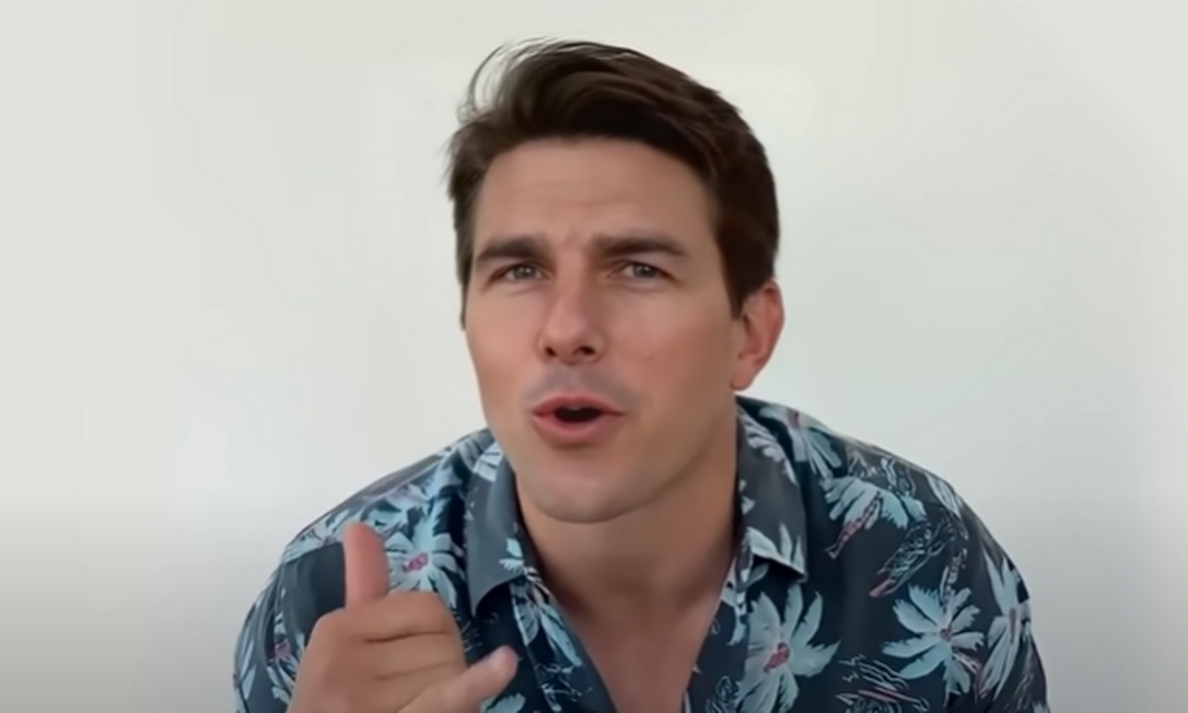 O imitador de Tom Cruise, Miles Fisher, no video deepfake em que encarna o ator Foto: Reprodução