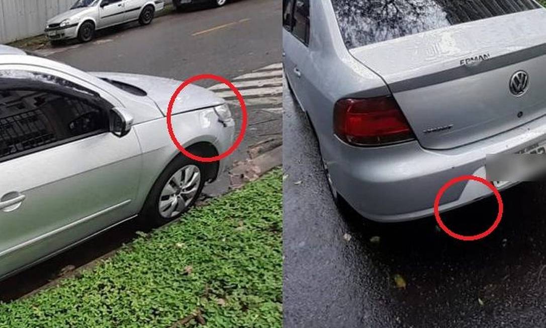 Carro usado por suspeito para chegar ao local do crime tinha marcas na lataria que ajudaram polícia no rastreio Foto: Reprodução