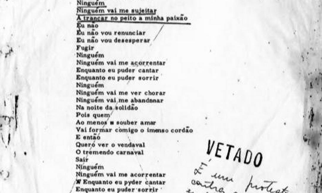 Letra da música Deus lhe Pague, de Chico Buarque, censurada em agosto de  1971