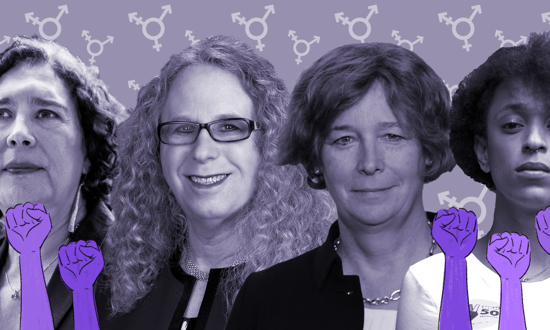 Mulheres trans na política: a partir da esquerda, Tamara Adrián, Rachel Levine, Petra De Sutter e Érika Hilton Foto: Arte