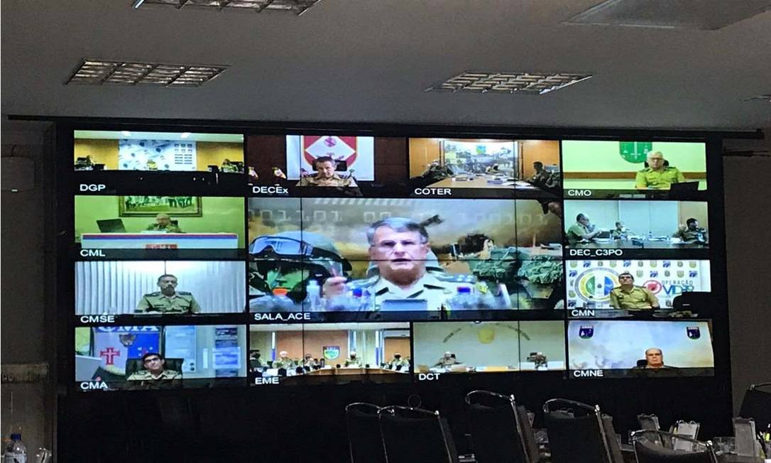 Reunião do Alto-Comando do Exército em maio de 2020, ainda conduzida pelo general Edson Pujol, então comandante do Exército Foto: Divulgação/Exército