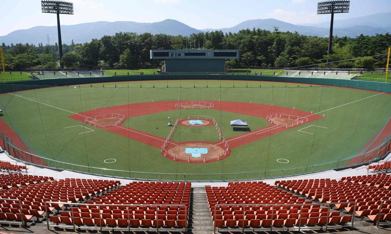 Estádio de beisebol Fukushima Azuma, local do beisebol e softball Foto: CHARLY TRIBALLEAU / AFP - 03/08/2019