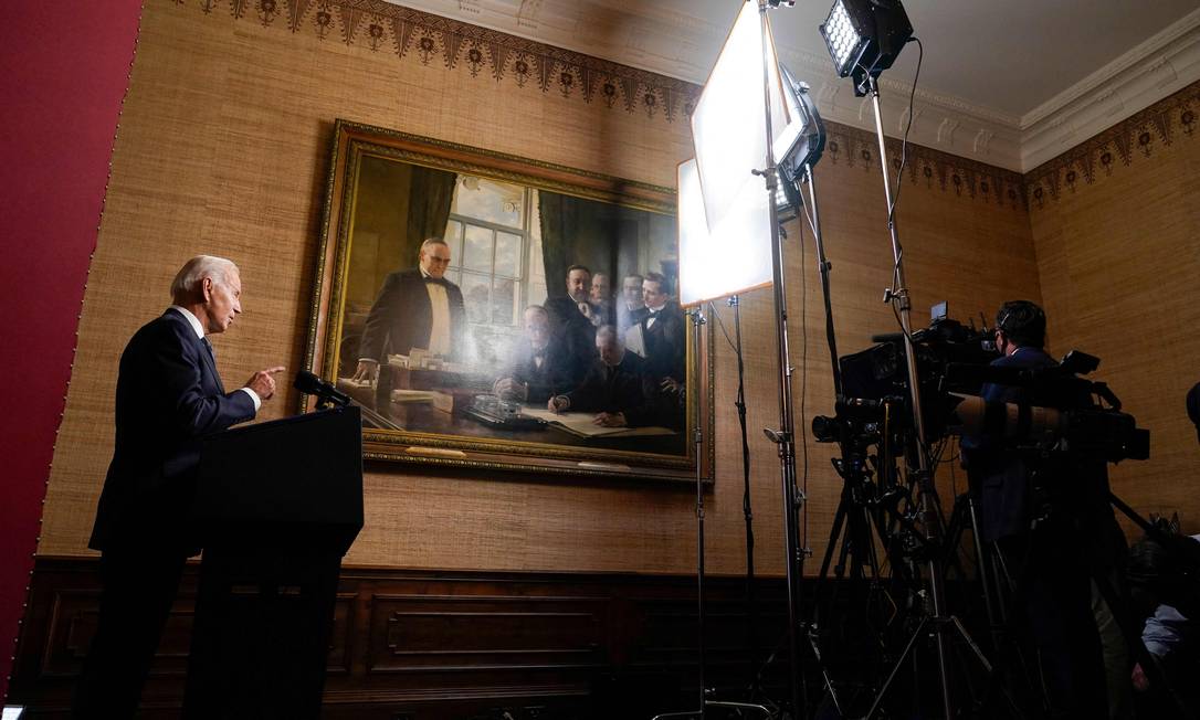 Joe Biden anuncia retirada dos militares americanos do Afeganistão Foto: ANDREW HARNIK / AFP