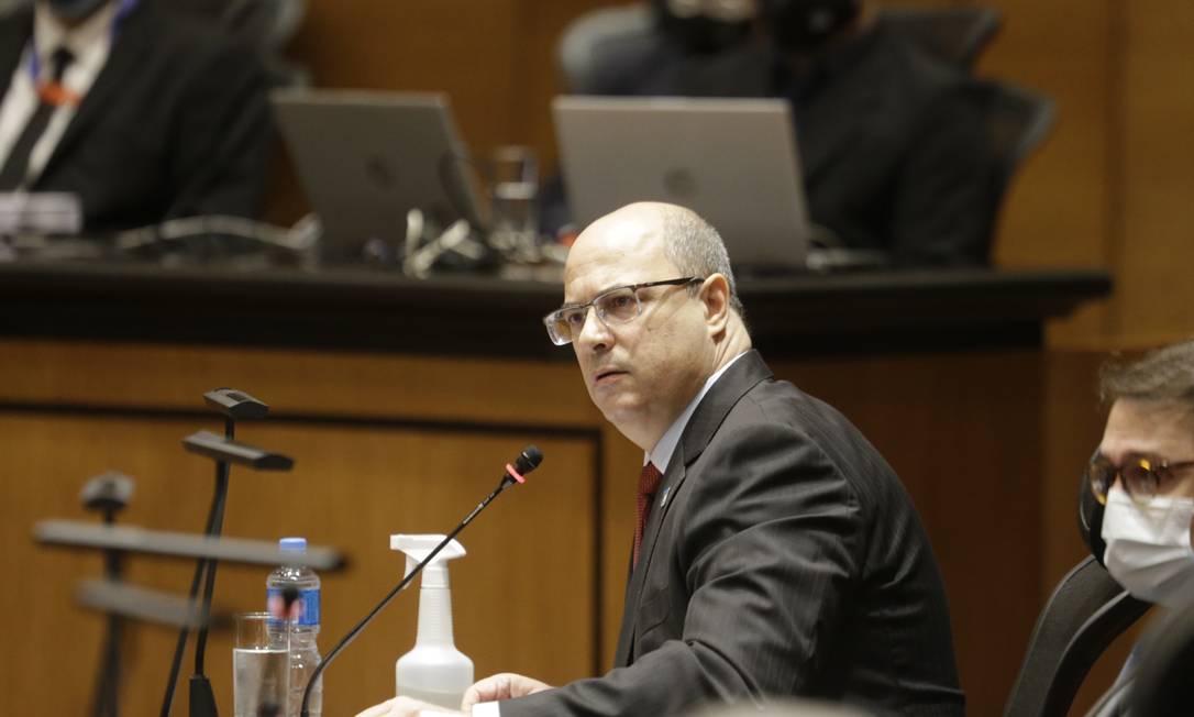 Wilson Witzel, o governador do Rio afastado, durante processo de impeachment no Tribunal Especial Misto. Foto: Antonio Scorza / Antonio Scorza