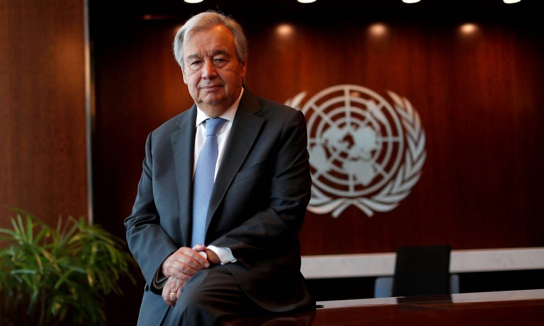 Secretário-geral das Nações Unidas, António Guterres, na sede da ONU em Nova York Foto: MIKE SEGAR / REUTERS/14-9-2020