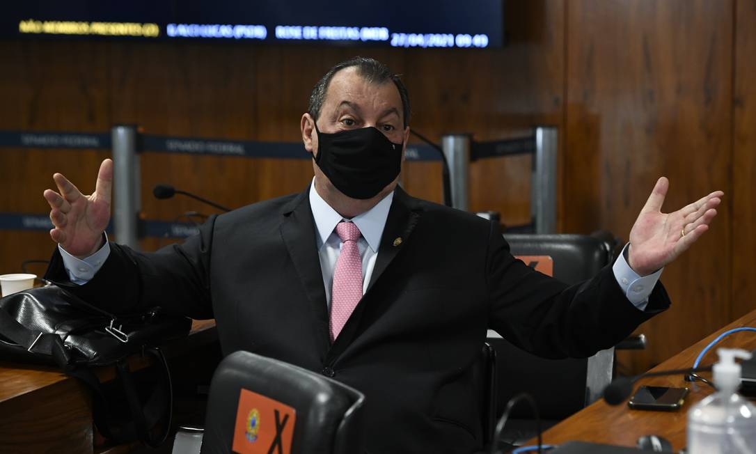 Senador Omar Aziz (PSD-AM) é eleito presidente da CPI Foto: Jefferson Rudy / Agência O Globo - 27/04/2021