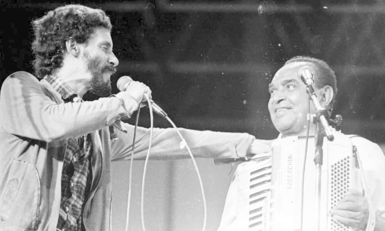 Gonzaguinha e Gonzagão em show no Canecão, em outubro de 1987 Foto: Cristina Granato / Divulgação
