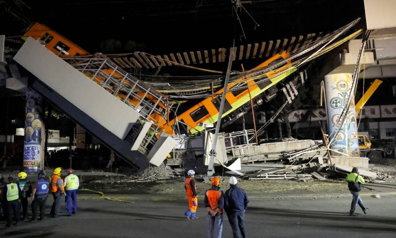 O incidente ocorreu na Linha 12 do metrô, entre as estações de Olivos e Tezonco, por volta de 10:25, no horário local (0h25 de terça, horário do Brasil) Foto: CARLOS JASSO / REUTERS