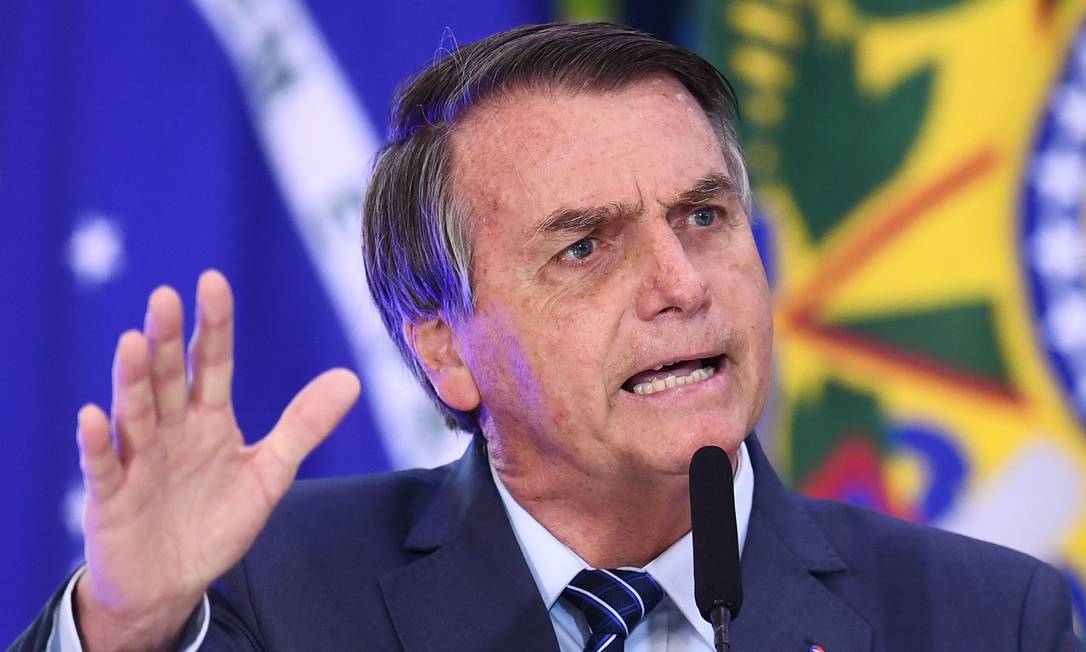 O presidente Jair Bolsonaro participa de um evento no Palácio do Planalto Foto: Evaristo Sá/AFP/05-05-2021