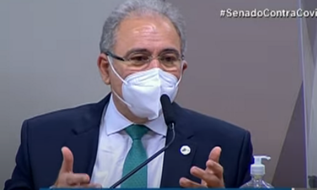 O ministro da Saúde Marcelo Queiroga fala à CPI da Covid no Senado Foto: Reprodução