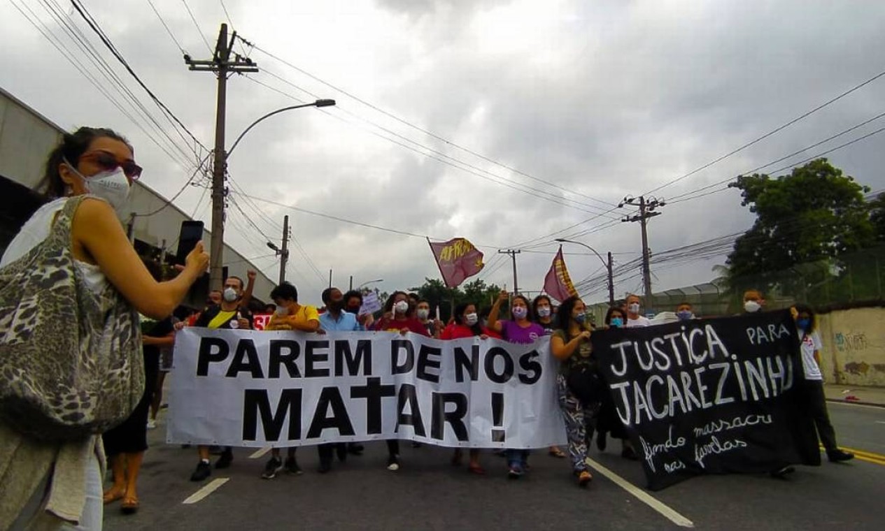 Moradores do Jacarezinho protestaram após mortes em operação da Polícia Civil, no dia 6, a mais letal do Rio, que deixou 28 mortos Foto: Rio de Paz / Divulgação