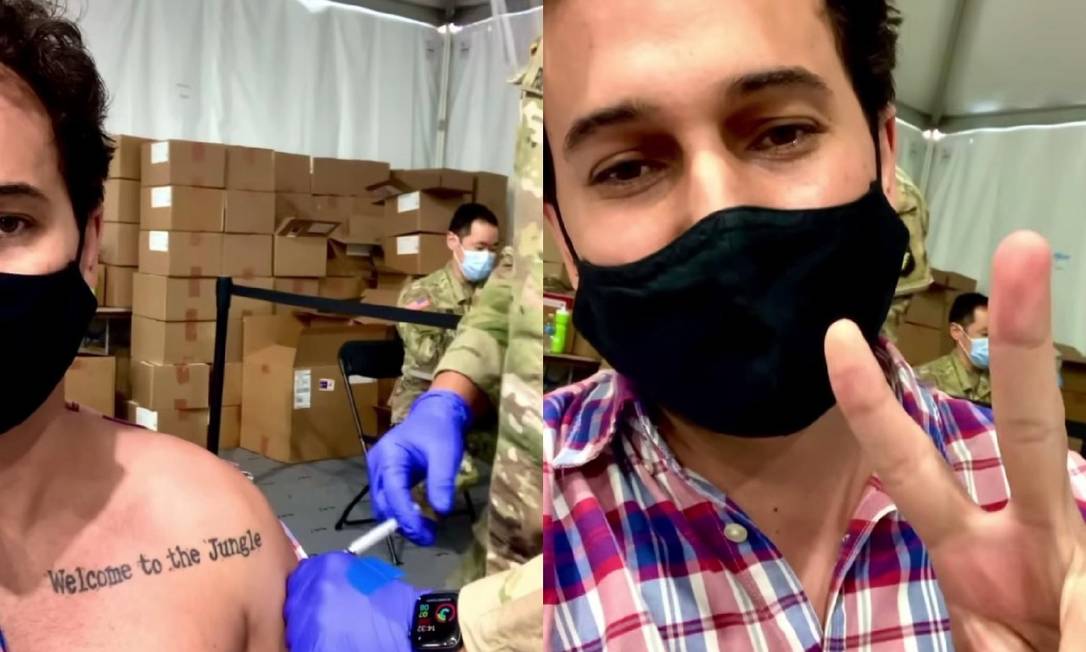 O ator, cineasta e empresário Rafael Almeida, 31, também foi vacinado nos EUA. Foto: Reprodução do Instagram