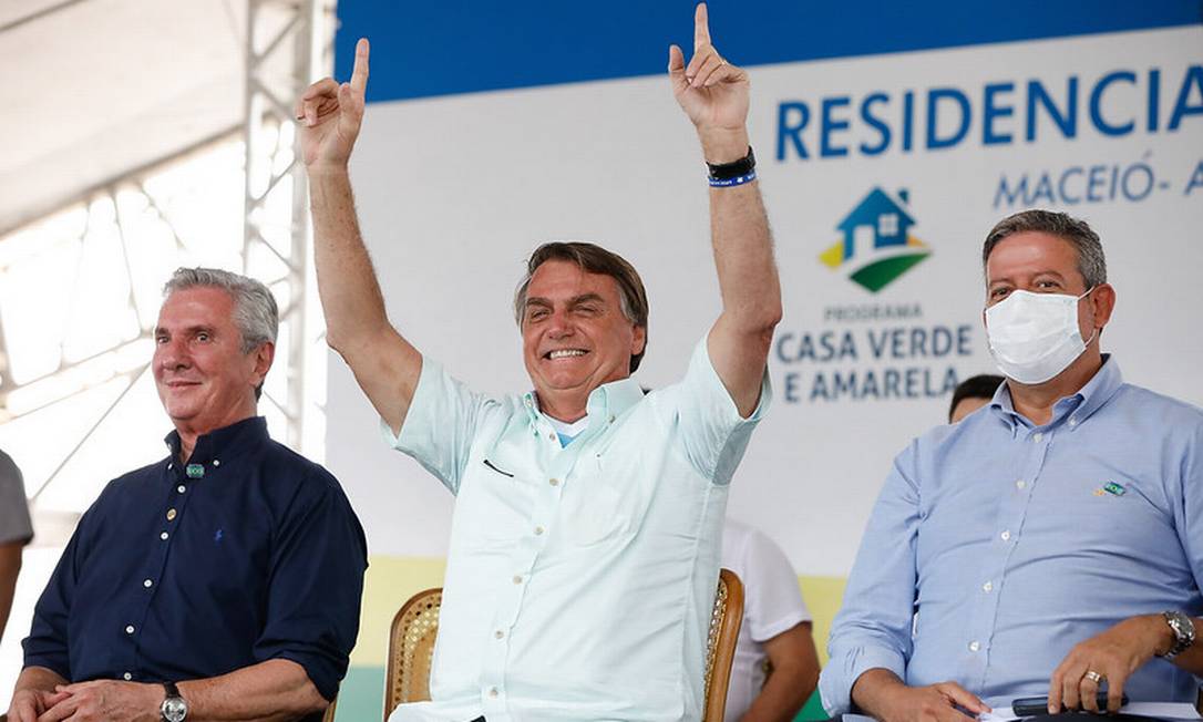 O presidente Jair Bolsonaro participa de evento em Maceió, ao lado de Fernando Collor e Arthur Lira Foto: Alan Santos/Presidência