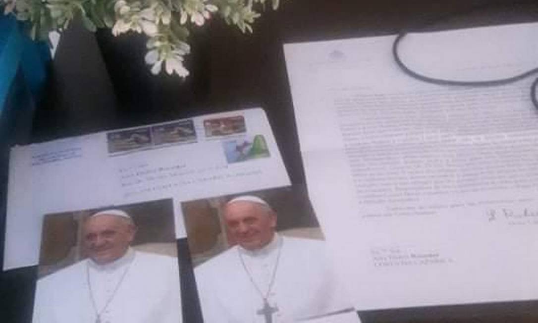 O material enviado pelo Papa Foto: Arquivo pessoal