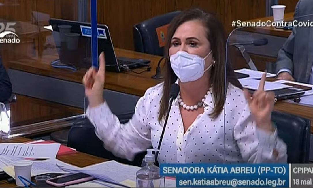Senadora Kátia Abreu (PP-TO) durante CPI da Covid Foto: Reprodução