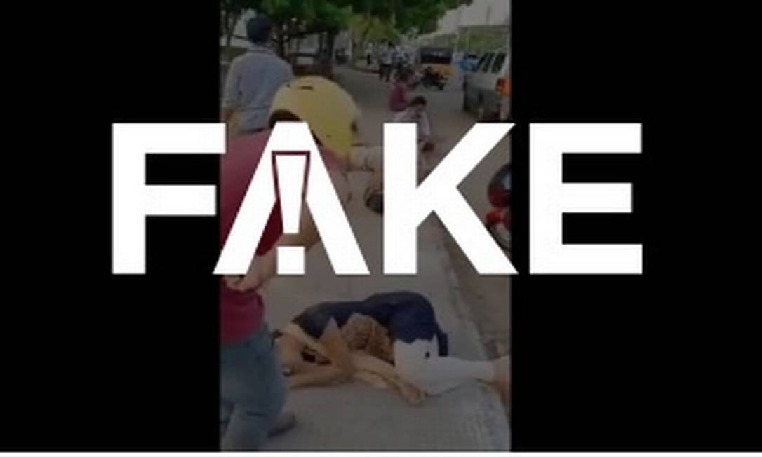 É #FAKE que imagens mostrem pessoas caindo nas ruas após tomarem vacina na Índia Foto: Reprodução