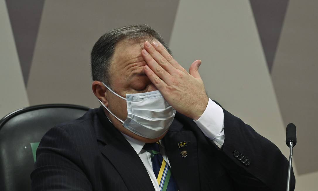 O ex-ministro da saúde Eduardo Pazuello durante depoimento à CPI da Covid Foto: Leopoldo Silva / Agência O Globo