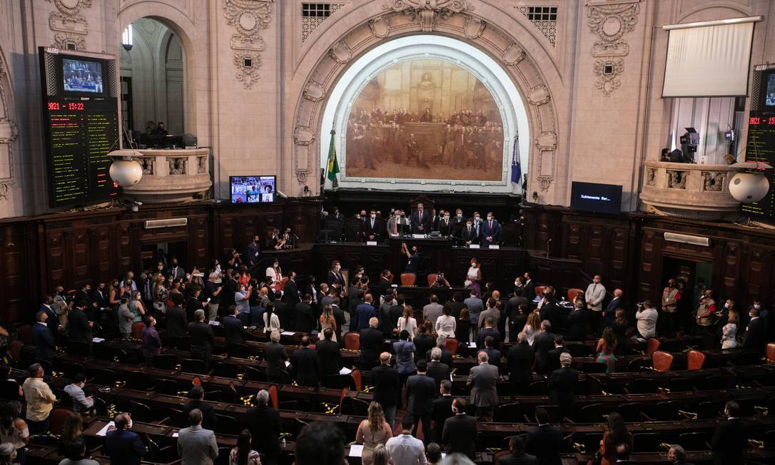 Plenário da Alerj, no início do ano legislativo de 2021 Foto: Brenno Carvalho / Agência O Globo 