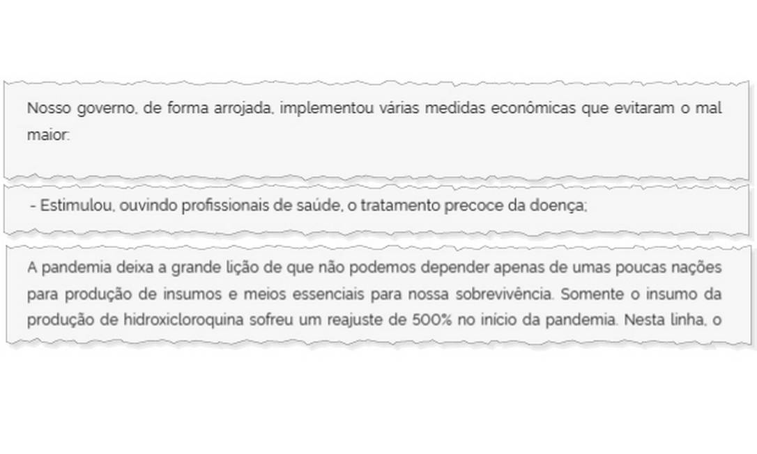 Discurso de Bolsonaro em 22/09/2020 Foto: Reprodução