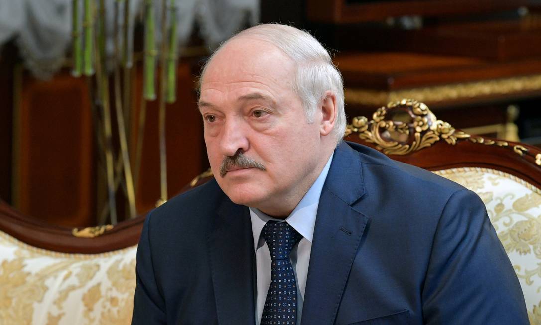 Alexander Lukashenko, presidente da Bielorrússia, em uma reunião com o premier russo em Minsk, em 16 de abril de 2021 Foto: Sputnik / Alexander Astafyev / via Reuters