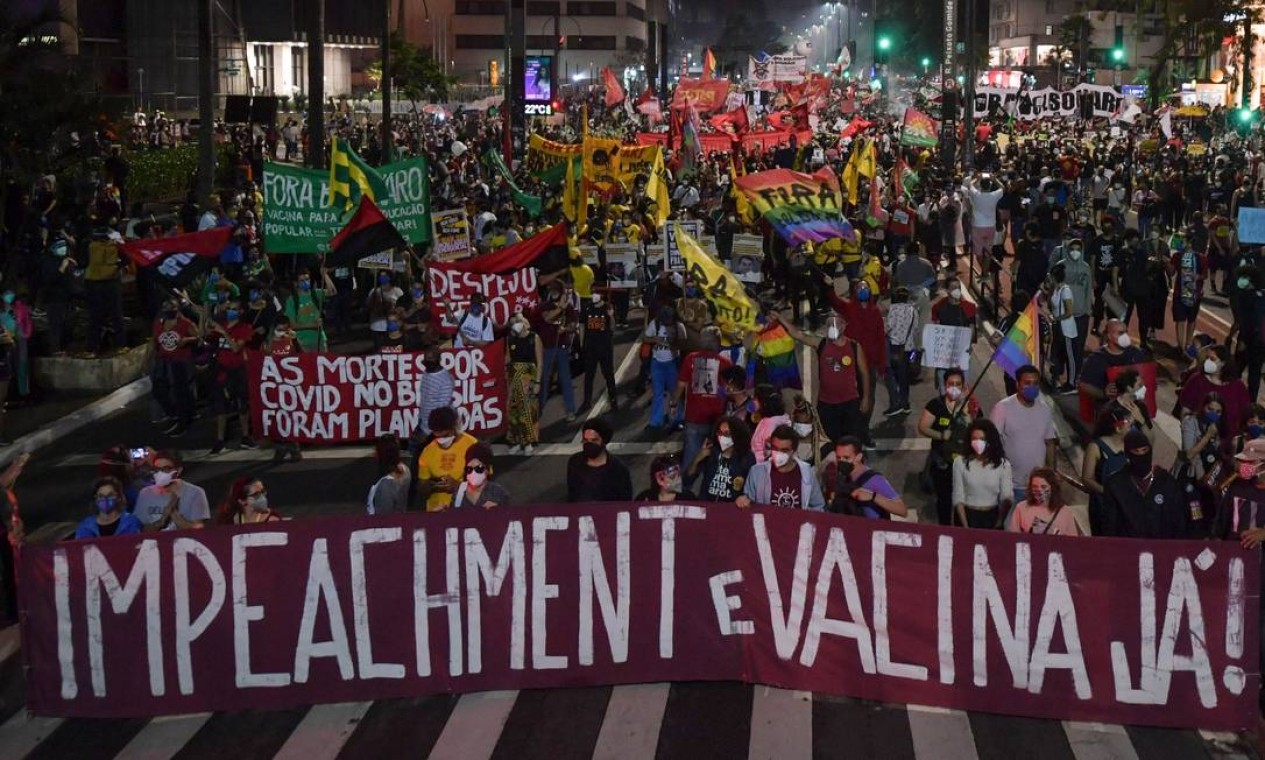 Ato em São Paulo foi realizado na Avenida Paulista Foto: NELSON ALMEIDA / AFP