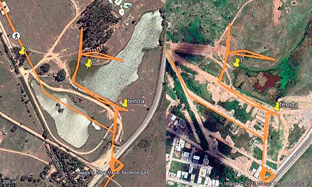 Em 2004, era possível ver duas grandes lagoas, em imagens aéreas, em Paciência, na Zona Oeste Foto: Reprodução
